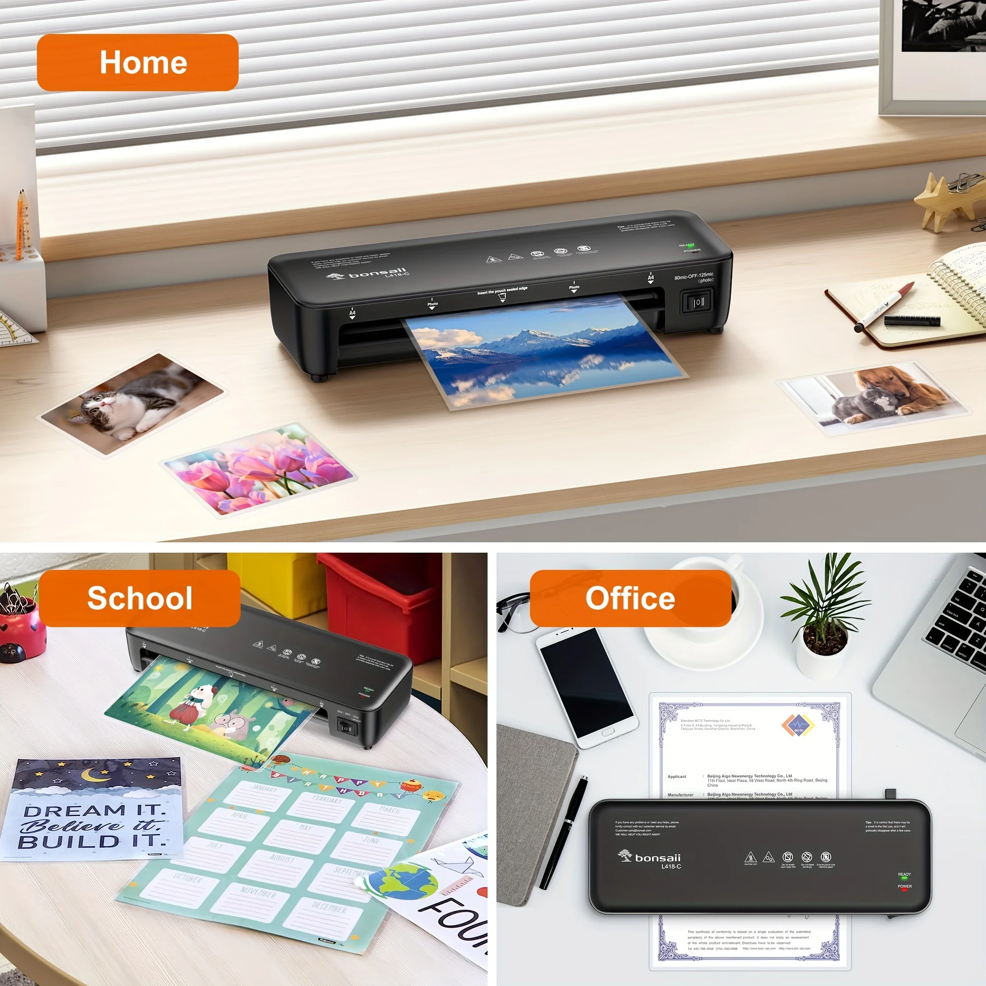 9" 4-in-1 Laminator with Never Jam Tech Includes 40 Sheets for Home Office | laminating machine