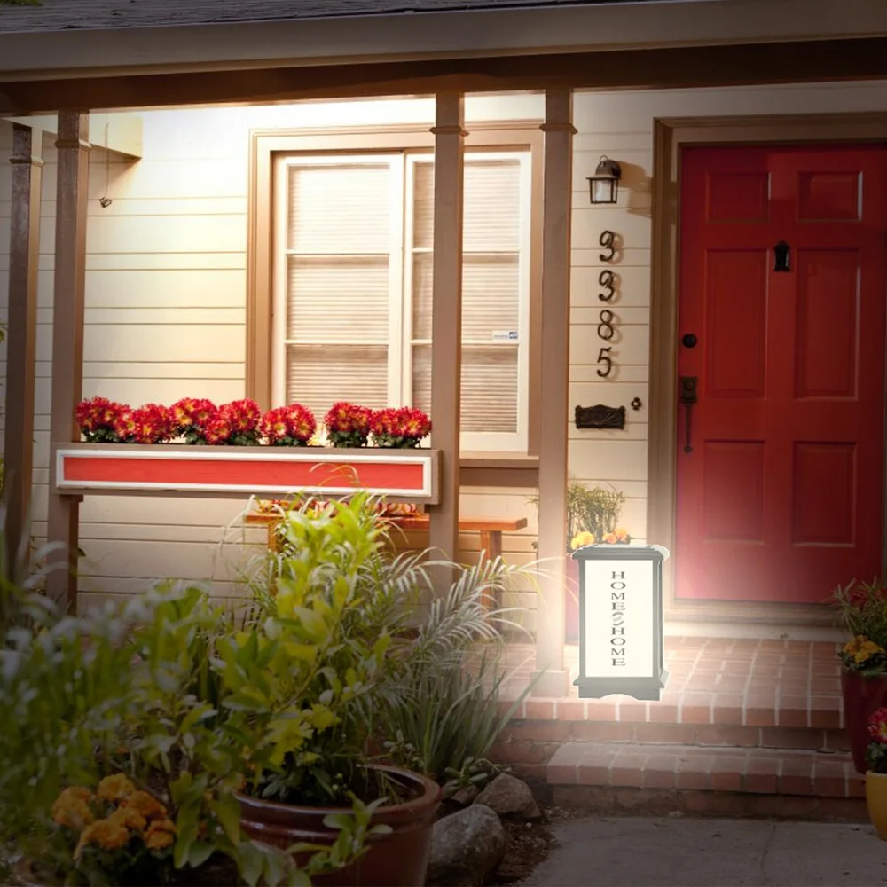 Solar Powered Welcome Lantern Amber White Light Outdoor Garden IP65 Waterproof LED Light Home Sweet Home Sign 12 Hours Charge 5