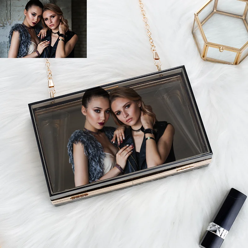 New Custom Acrylic Transparent Women Clutch Bag Chain Luxury Brand Women Messenger Bag Evening Bag Handbag Chain Shoulder Bag