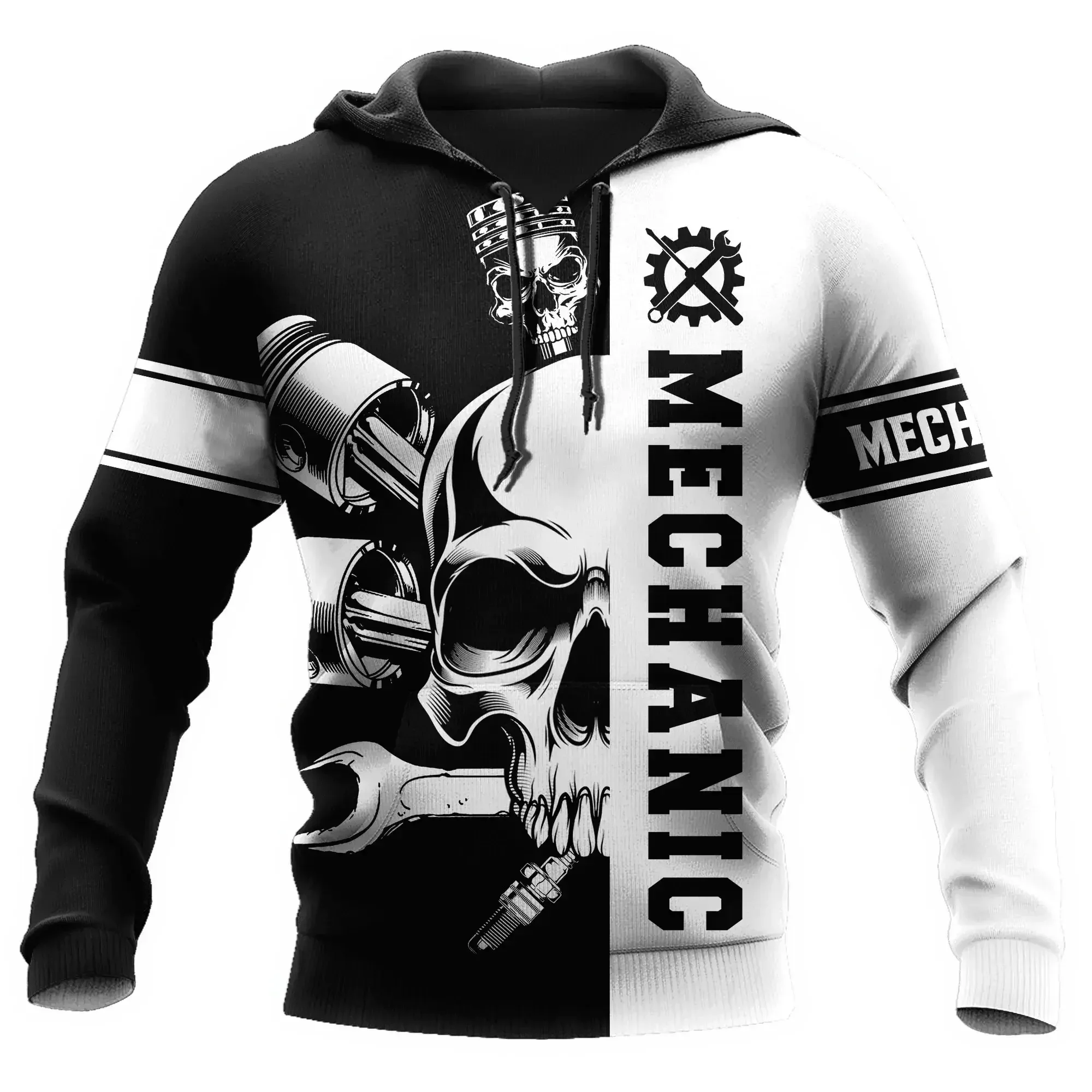 thumbnail image 1 of Sudadera con capucha de invierno para hombre nueva con estampado 3D de mecánico, sudadera con capucha de reparador, jersey retro de gran tamaño para hombre, ropa de mantenimiento para hombre, 1 of 5