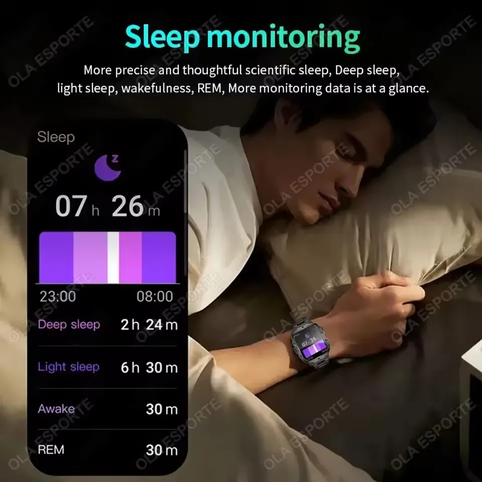 2026 New Military Smart Watch Men IP67 3ATM Outdoor Sports Fitness Tracker Blood Pressure Health Monitor BT Calls GPS Smartwatch 6