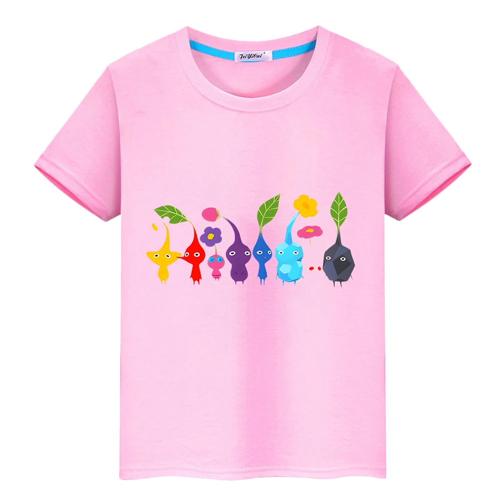 Pikmin Summer Cute 100%Cotton T-shirt cartoons Short Print anime Tees pride tshirt Tops y2k Tshirt kid Day gift boy girl clothes 6