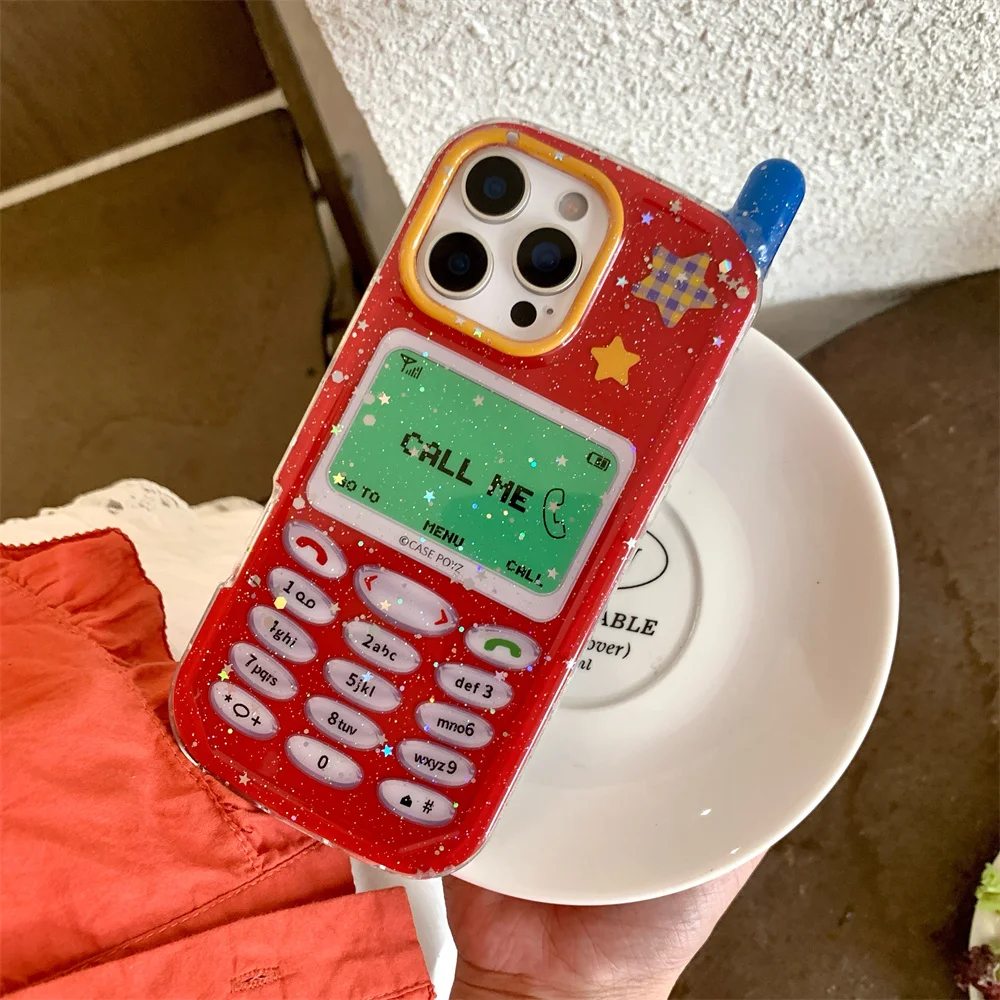 Glitter cartoon mobile model phone case for iPhone 13 15 14 16 Pro Max 15 16 Fundas with hinged shockproof cute protective cover view 3