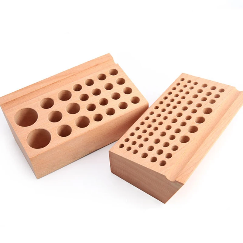 

24/76 holes Wooden Leather craft Rack Stand DIY Carving Punching Tools Holder Organizer Storing Leather Tool Storage Box