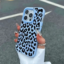 Chic Spotted Black Leopard Print Jelly Phone Case with Air Bumper Cover - iPhone 15 Plus (Blue)