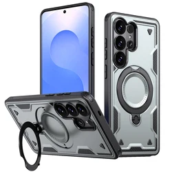 Military Drop - Proof Hard Case with 360° Adjustable Ring Stand and Dual - Layer Protection - Galaxy S26+ (Grey)