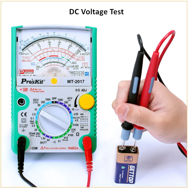 Pro'sKit-MT-2017 Pointer Type Anti-Error Test, Three Electric Pen, MT2017, Safety Standard, Protective Function, Analog Multimet 91c4 v dc pointer type voltage meter 3 5 10 15 20 30 50 100 150 250 450v analog mechanics plate table