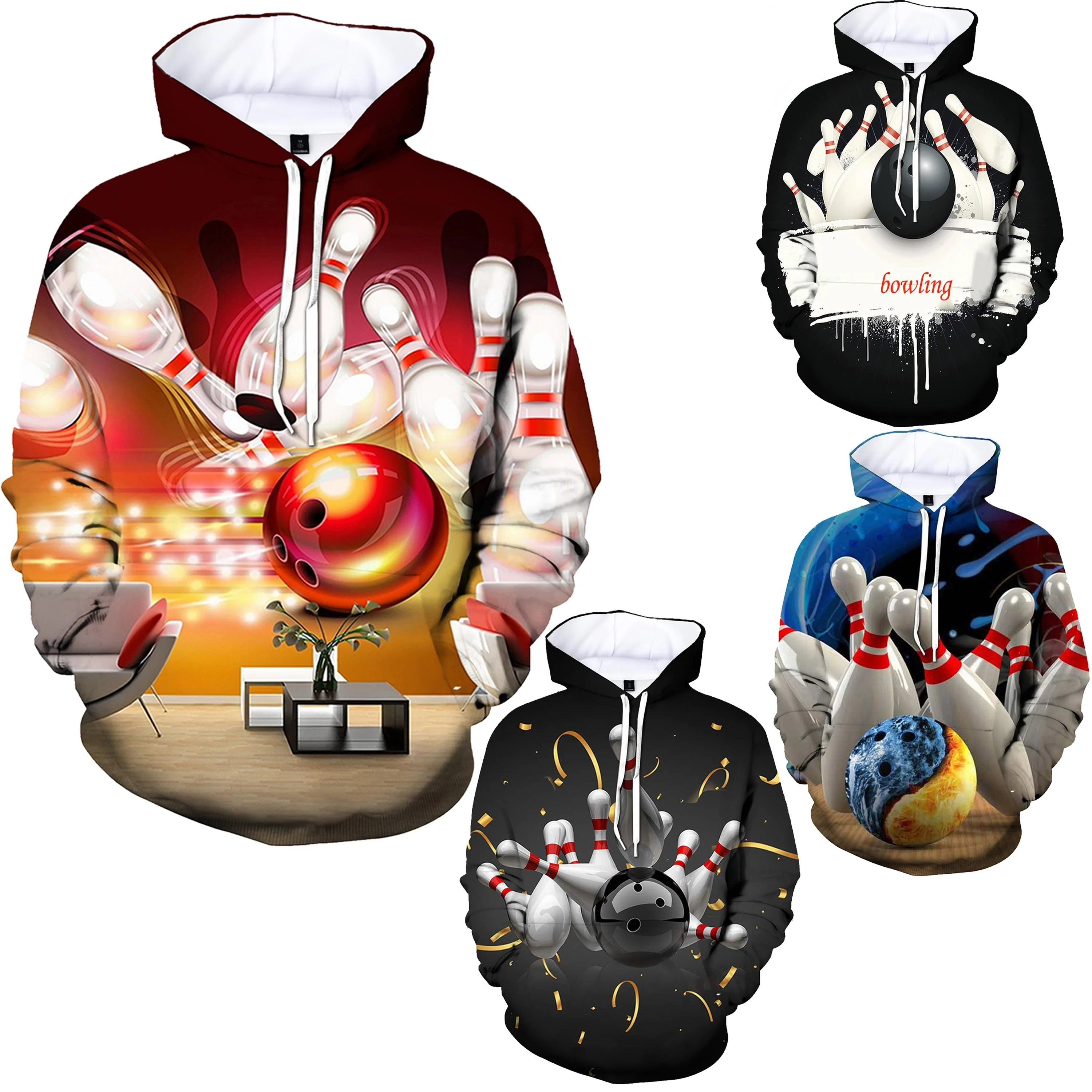 

2023 Men Women 3D Print Fashion Hoodies Sweatshirt Couple Wear Tops Popular Sport Bowling Hoodie