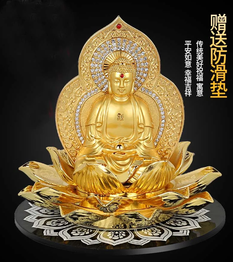 Good Home Office Company Shop Car Talisman Protezione Efficace Bless Safe Diamonds Golden Rulai Buddha Feng Shui Statue
