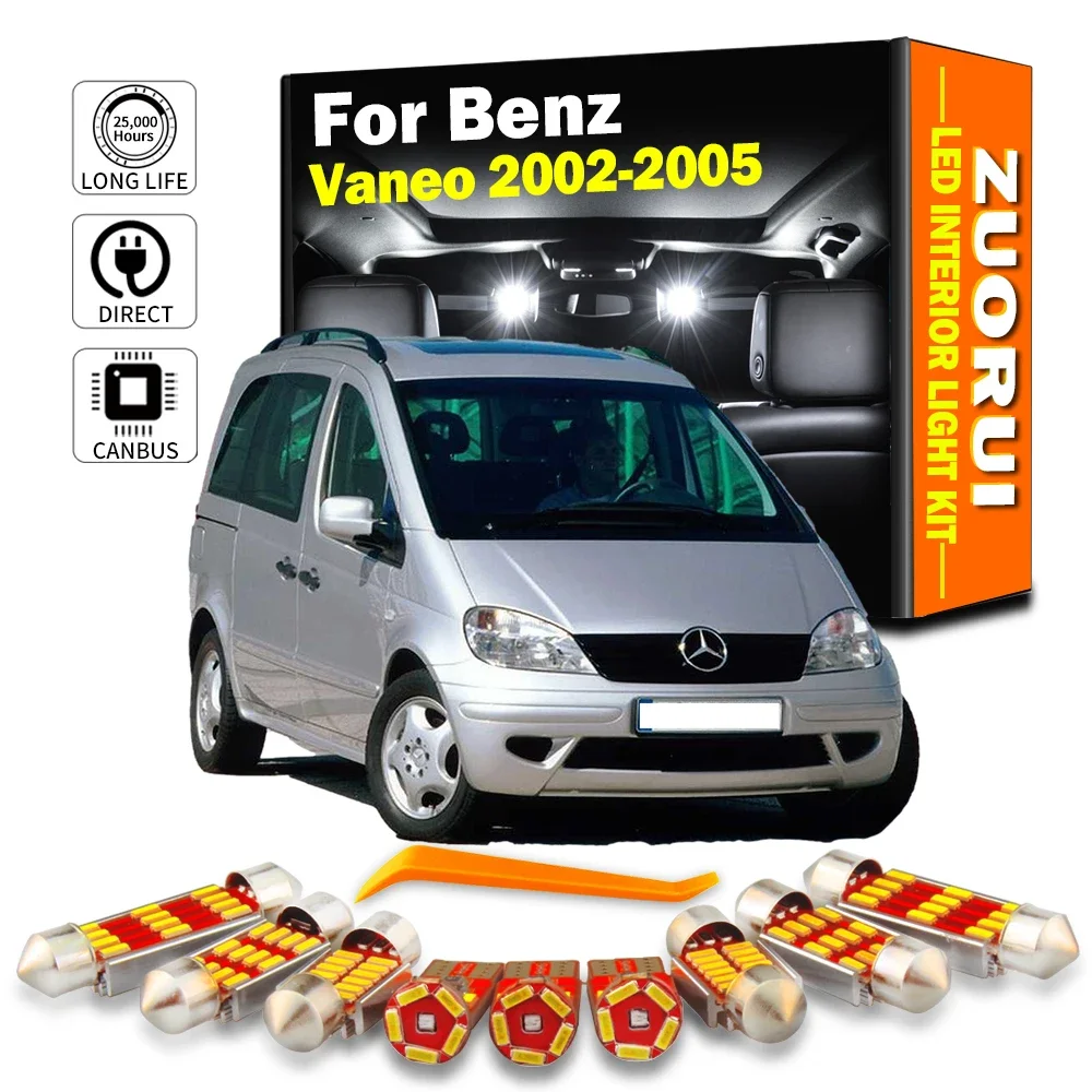 

Автомобильные аксессуары ZUORUI Canbus, 12 шт., Женский интерьер, карта, купол, комплект для Mercedes Benz Vaneo 2002-2004 2005, лампа номерного знака