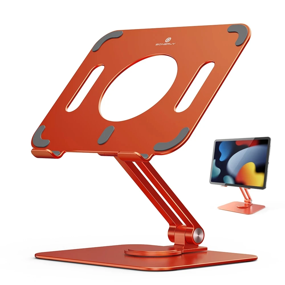 

Tablet Stand Desk Riser 360 Rotation Multi-Angle/Height Adjustable Foldable Holder Dock For 5-13.9 Inch Phone iPad Tablet Laptop