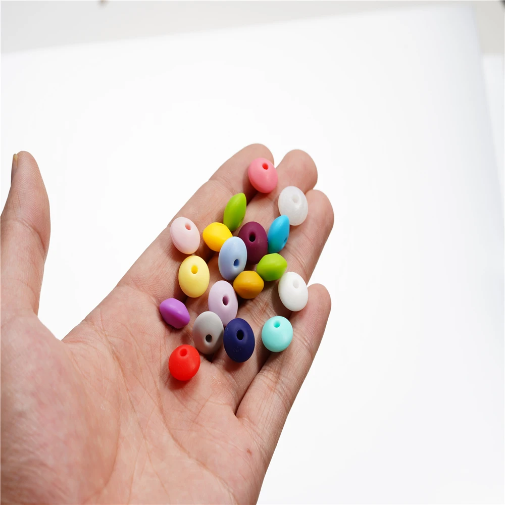 20Pcs/Lot Silicone Lentil Beads 12mm Flying Saucer Shape Loose Spacer Bead for DIY Jewelry Making Accessories Supplies