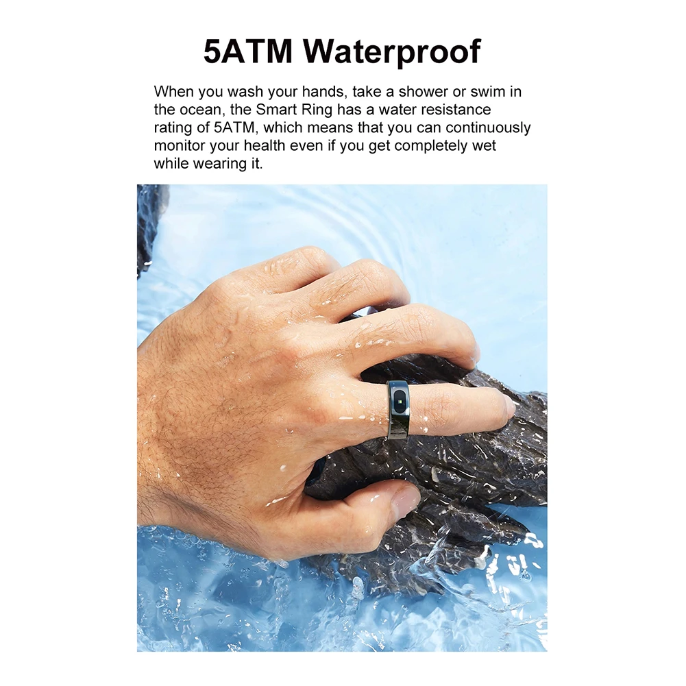 Smart Ring R08 Blood Oxygen Pressure Health Monitor 5ATM Waterproof Health and Sleep Monitor With Charging Case for Phone 4