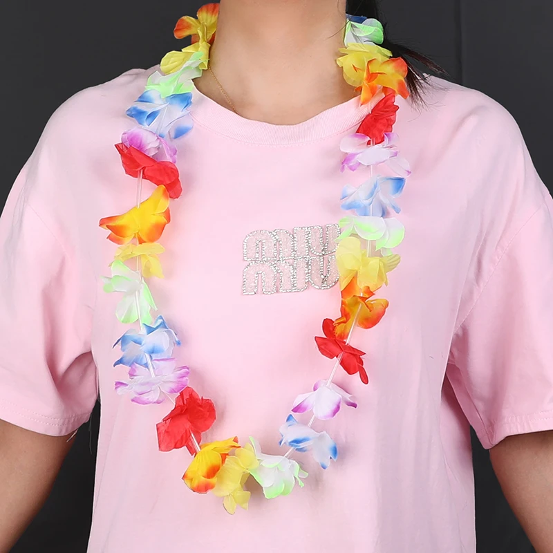 10/20pcs Hawaiian Artificial Flower Wreath Necklace Summer Beach Birthday Party Decoration Luau Tropical Wedding Favors Garland