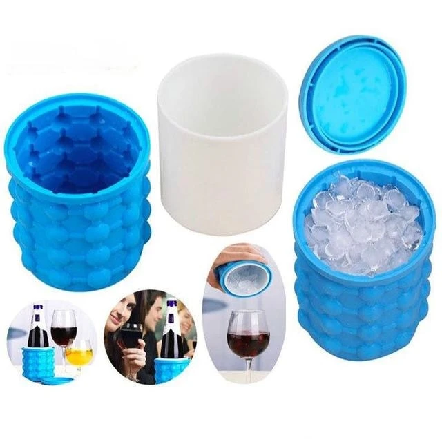 Silicone Mold Ice Cube Tray Maker Portable Cylinder Bucket Wine