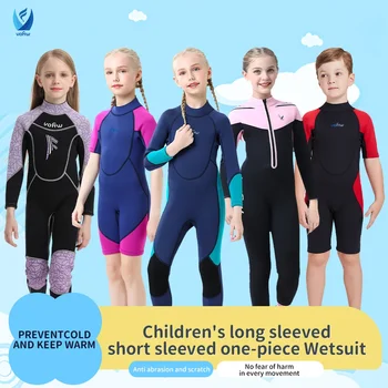 Children's 2mm 3mm Neoprene Wetsuit One-piece Long Sleeve Diving Suit Cold Proof Sunscreen Surfing Swimming Snorkeling Swimsuit 1