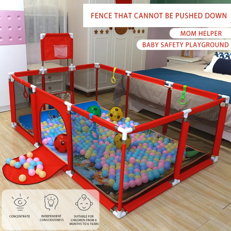 IMBABY Baby Playpen Single Door Baby Playground Basketball Football Activity Fence Ball Pit for Children Park Balls