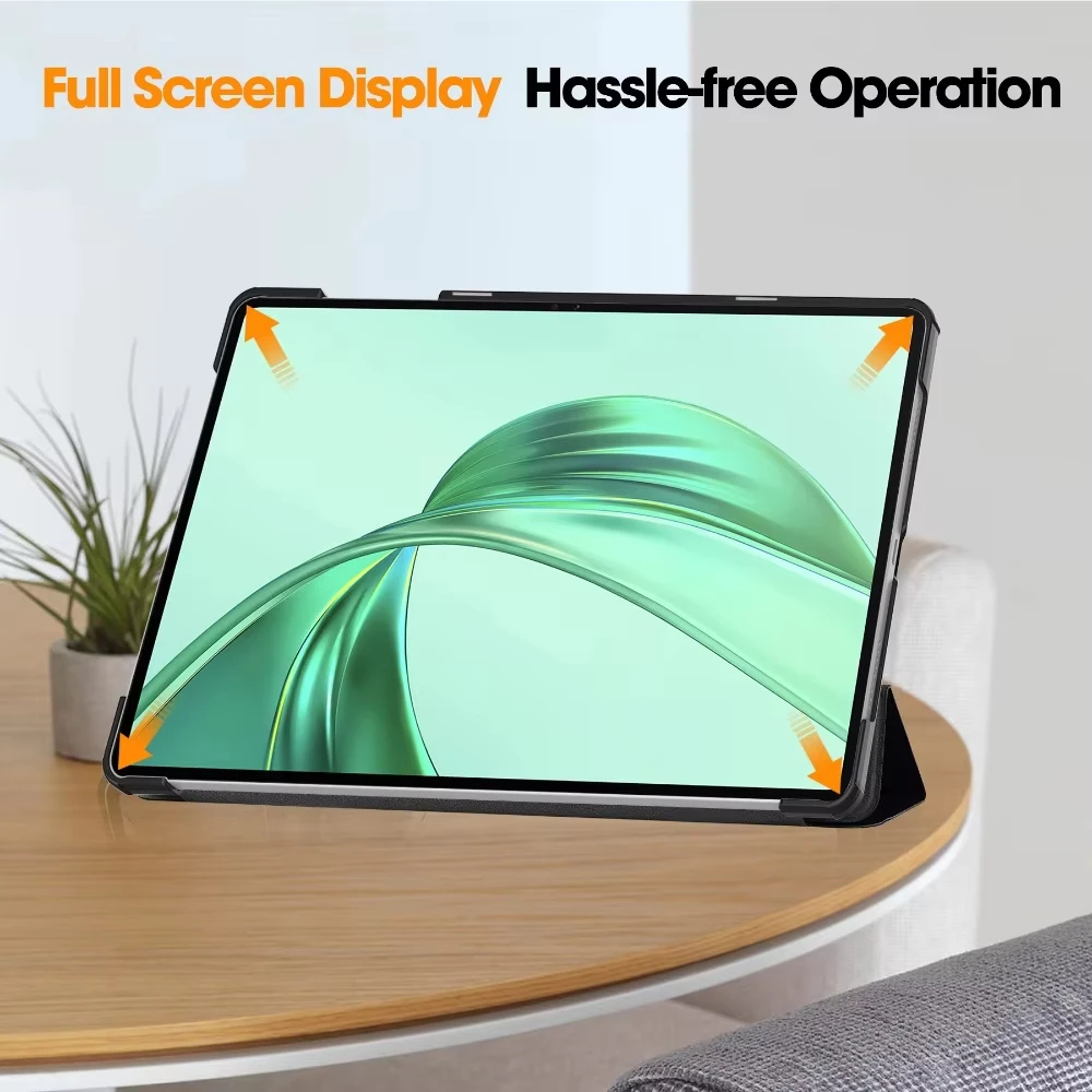 Slim Protective Tablet Case with Triple-Folding Stand and Hard Back Cover, 13.4