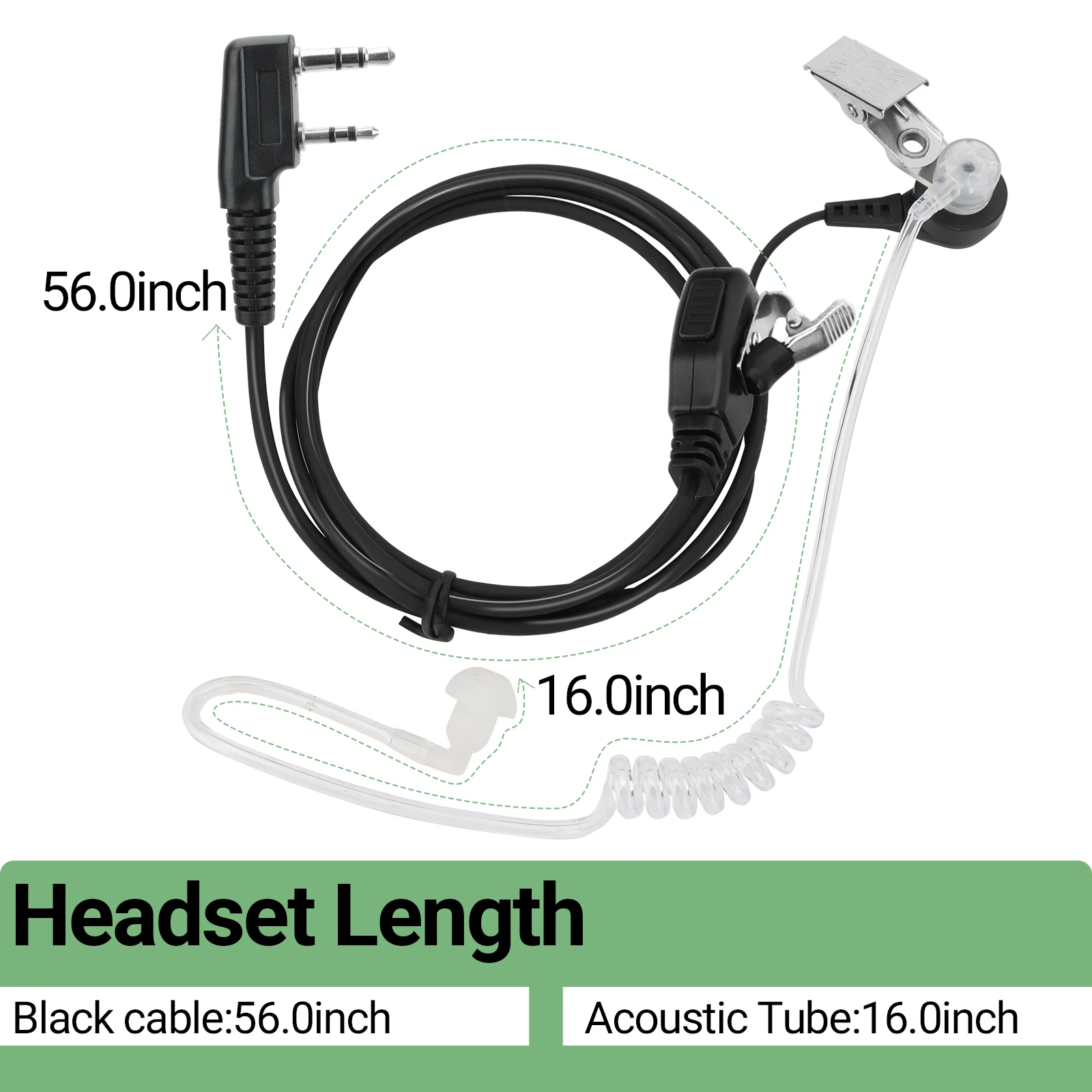 Walkie Talkie 2Pin Headphone Acoustic Air Tube Earpiece Headset Mic PTT for Quan