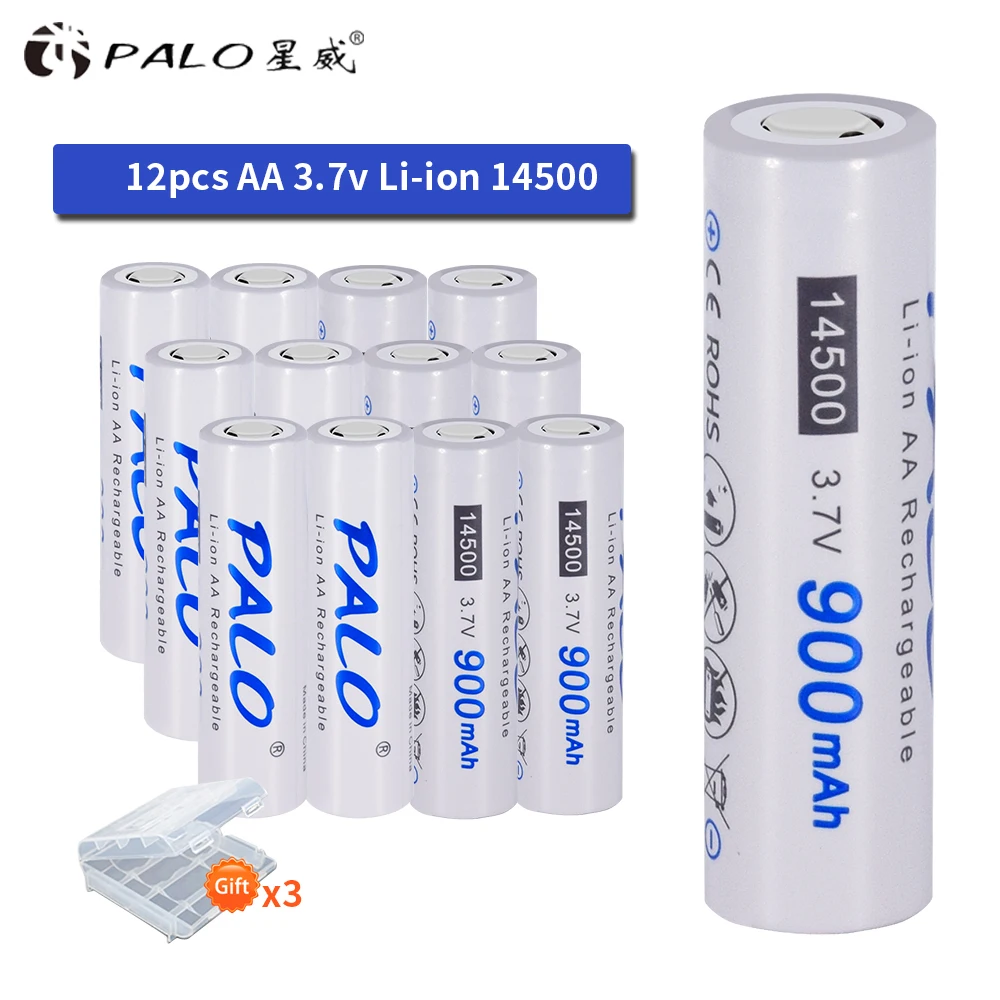 Palo 100% Originale 3.7V 14500 Batteria Ricaricabile Agli Ioni Di Litio Aa 14500 Batteria Al Litio Testa Piatta Per Giocattoli Telecomandati Torcia El