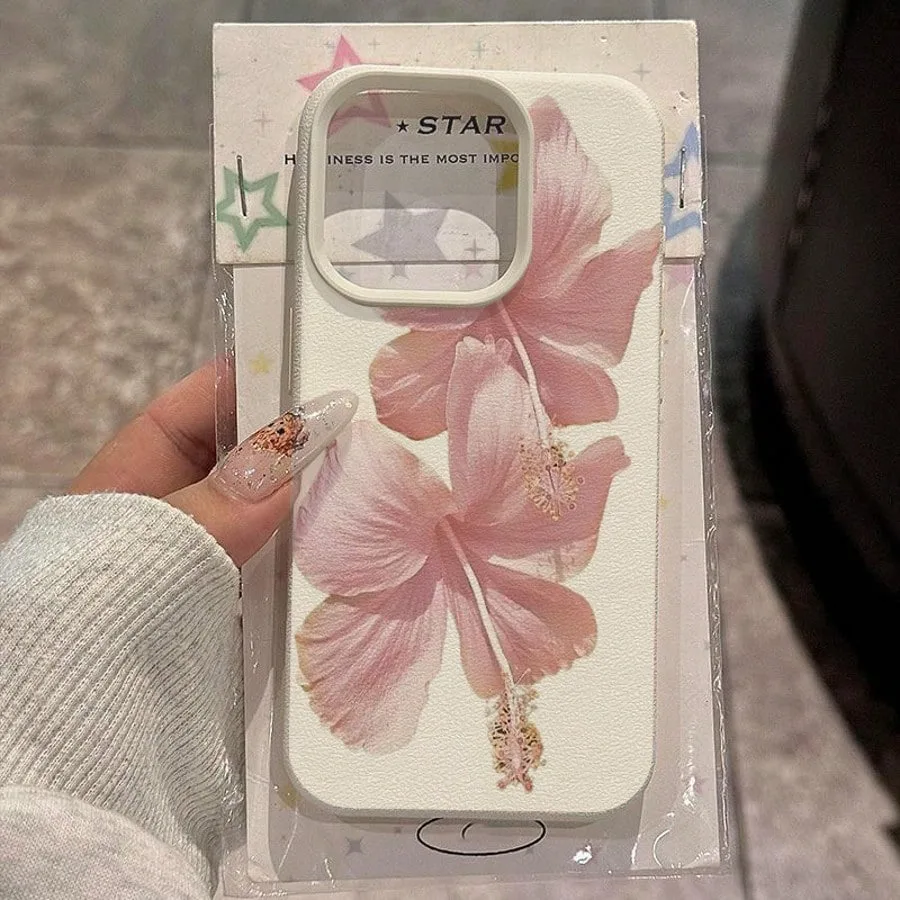 Pink Hibiscus Elegant High Aesthetic Anti-Drop Phone Case