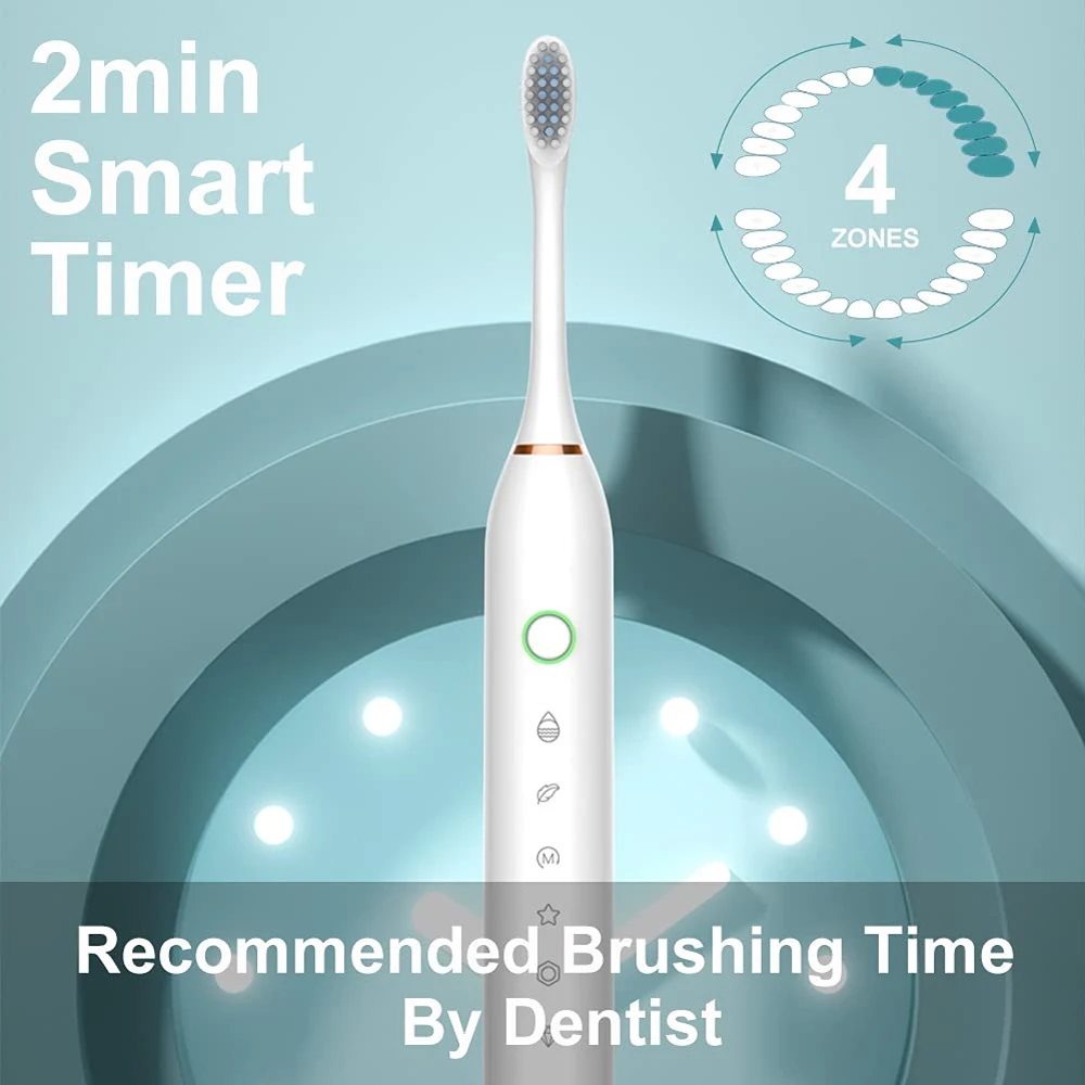 Rechargeable Sonic Electric Toothbrush with 8 Brush Heads - Advanced Whitening and Cleaning Tool