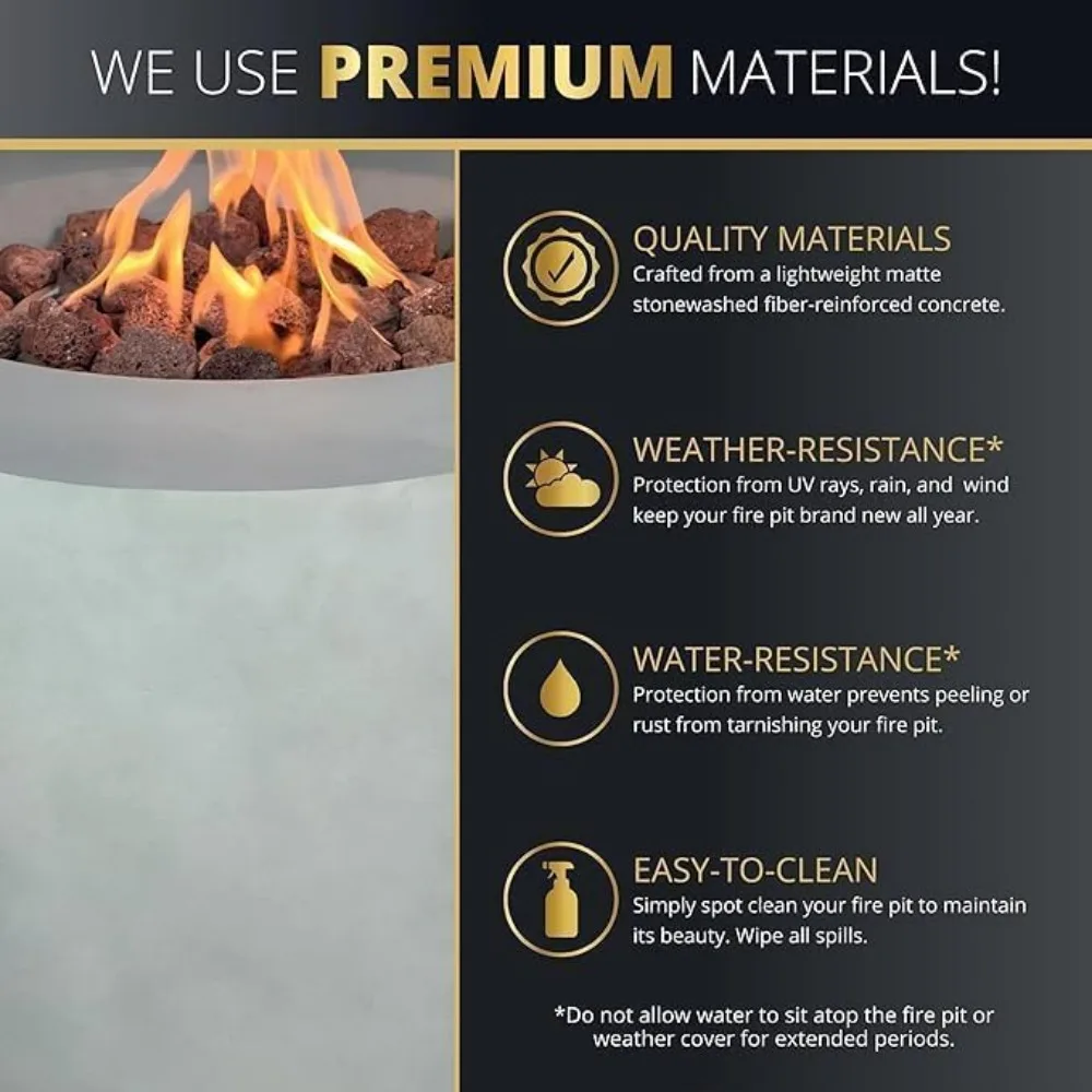 32 Inch Multifunctional Fire Pit Table, Circular Gas Fire Pit, Alloy Steel Veneer, Weather Resistant Propane Pit Table