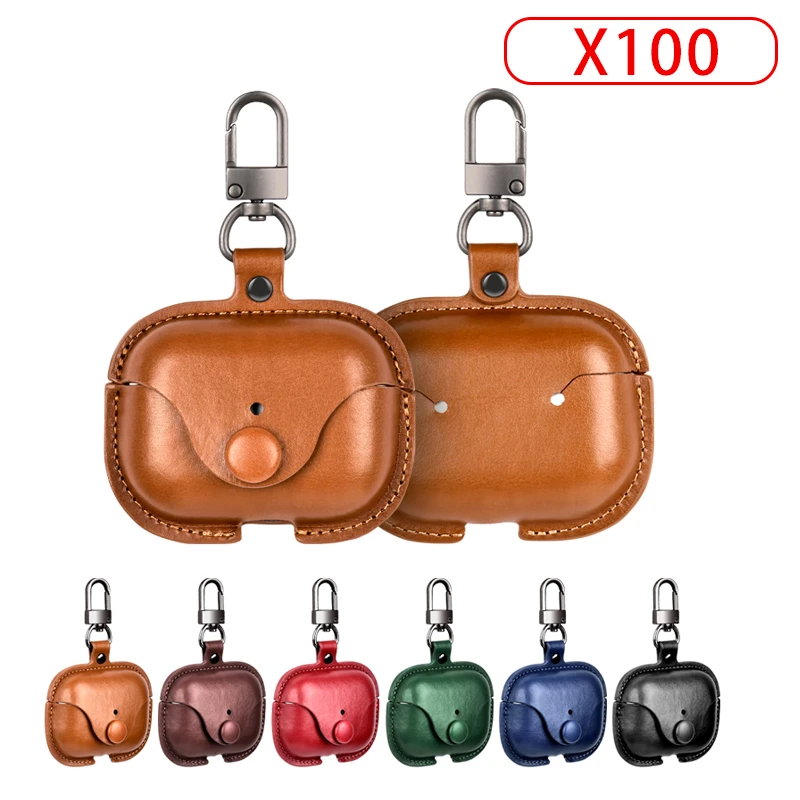 Brown Leather Headphone Case For Airpods Pro 2 Wireless Charge