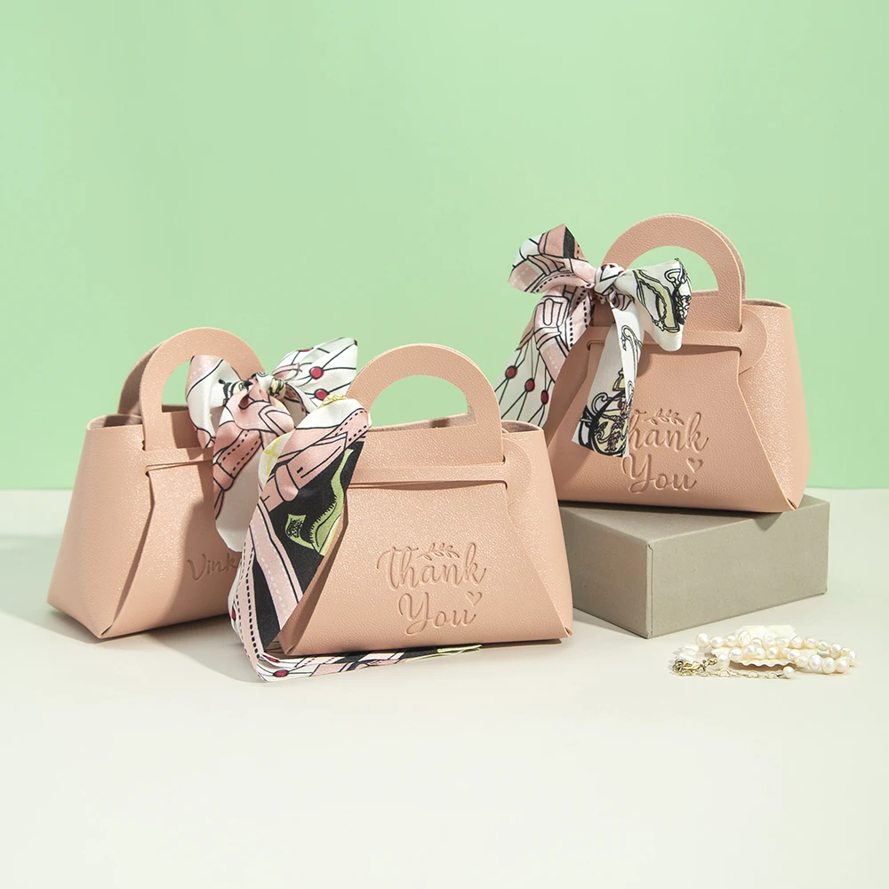 Thank you Faux Leather Wedding Party Favors Gift Bag Jewlery Pouches Mini Bridal Shower Birthday DIY Gift Packaging