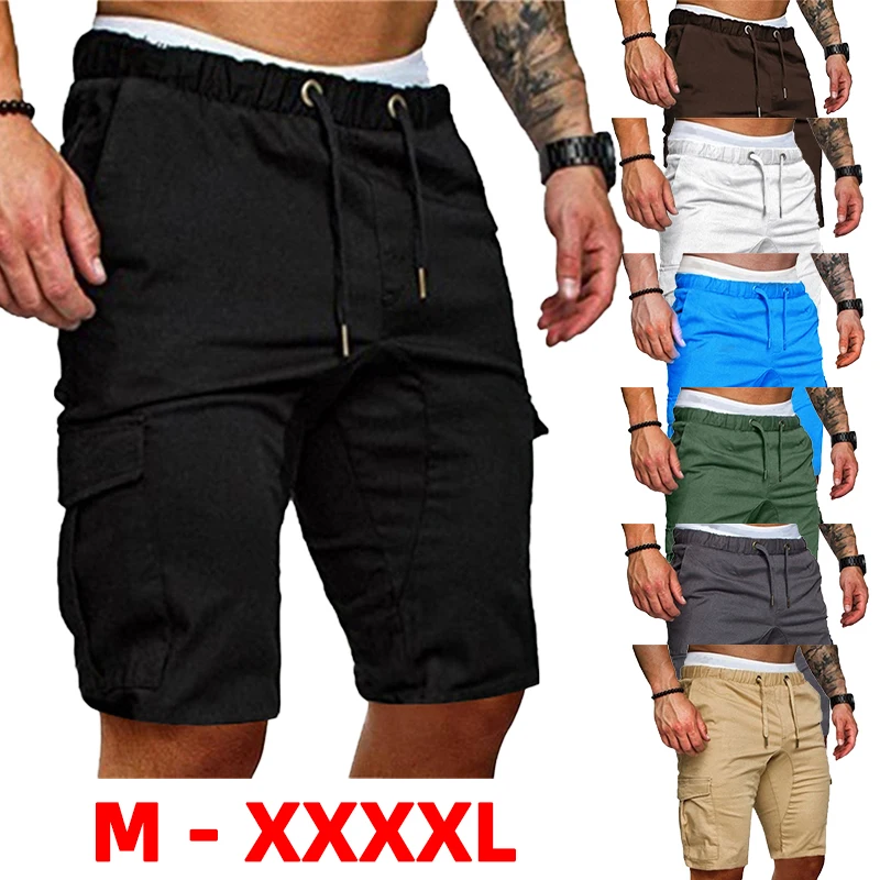 Men Summer New Shorts Casual Fashion Drawstring Sports Shorts Solid Color Fitness Running Five-Point Shorts Men