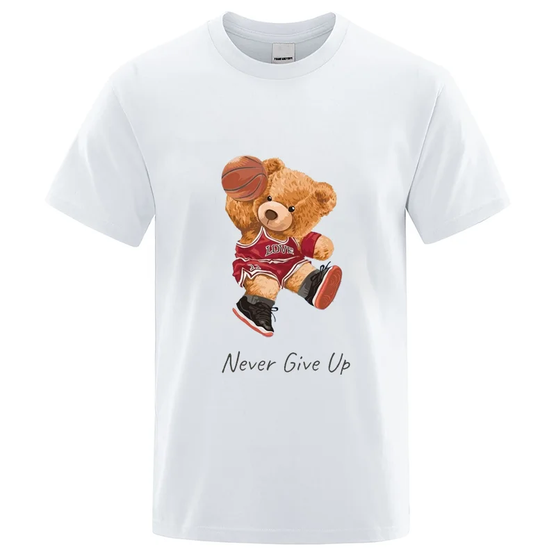 

2023 Fashion Sports Bear T-Shirts Summer Anime Shirts Mens Hararjuku Streetwears Oversized Unisex Tops Hip Hop Cotton Korea Tees
