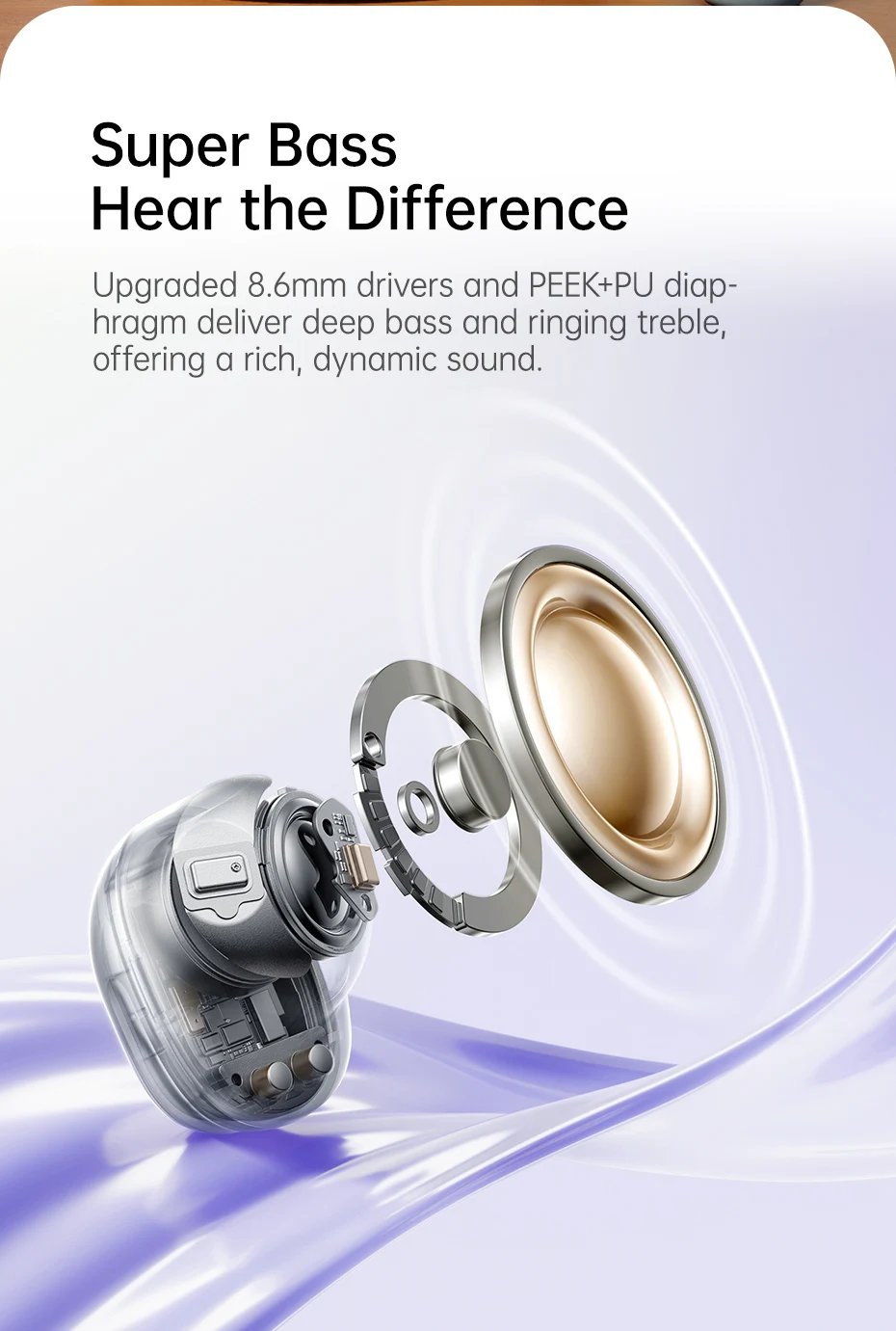 Bass BD1 Wireless Earphones Bluetooth 5.4 Earbuds Sports Earbuds HIFI Sound Head
