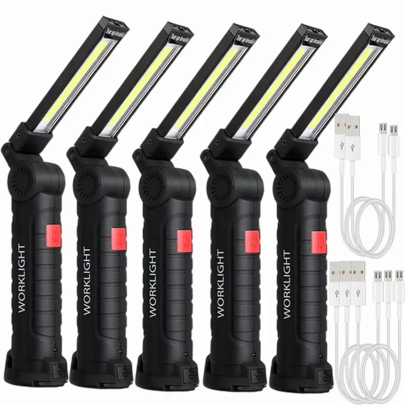 Portable COB Led Flashlight USB Rechargeable Work Light Magnetic Lanterna Hanging Lamp with Built-in Battery Camping Torch