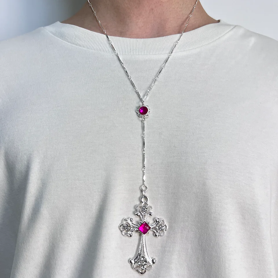 Anime DIABOLIK LOVERS Komori Yui Cosplay Necklace Gemstone Cross