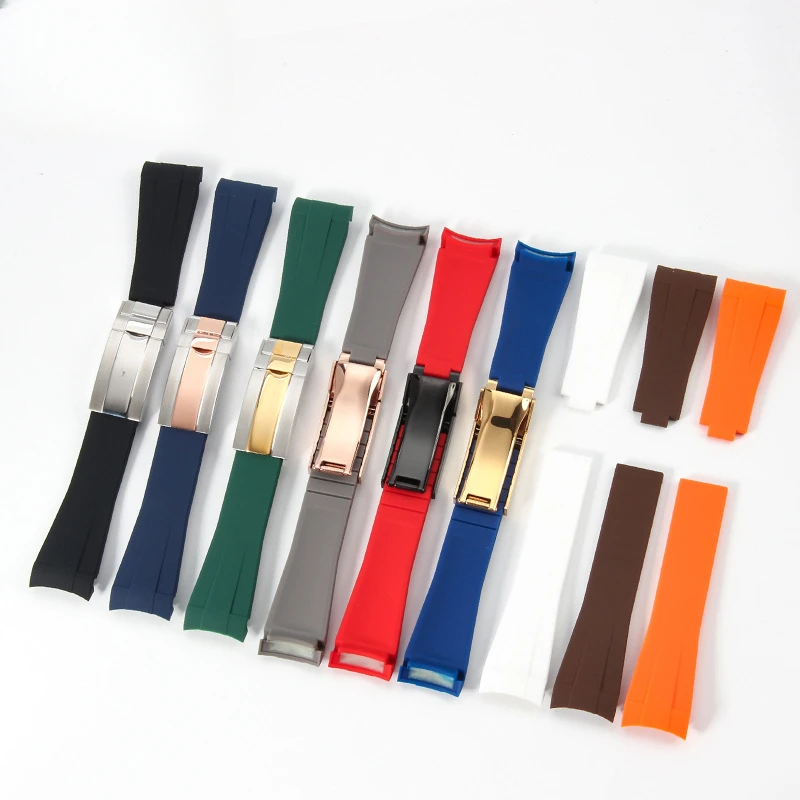 

High Quality Silicone Rubber Watch Band Straps Men's Luxury Waterproof Diver Sports Wristband for Rolex Watch Accessories 20mm
