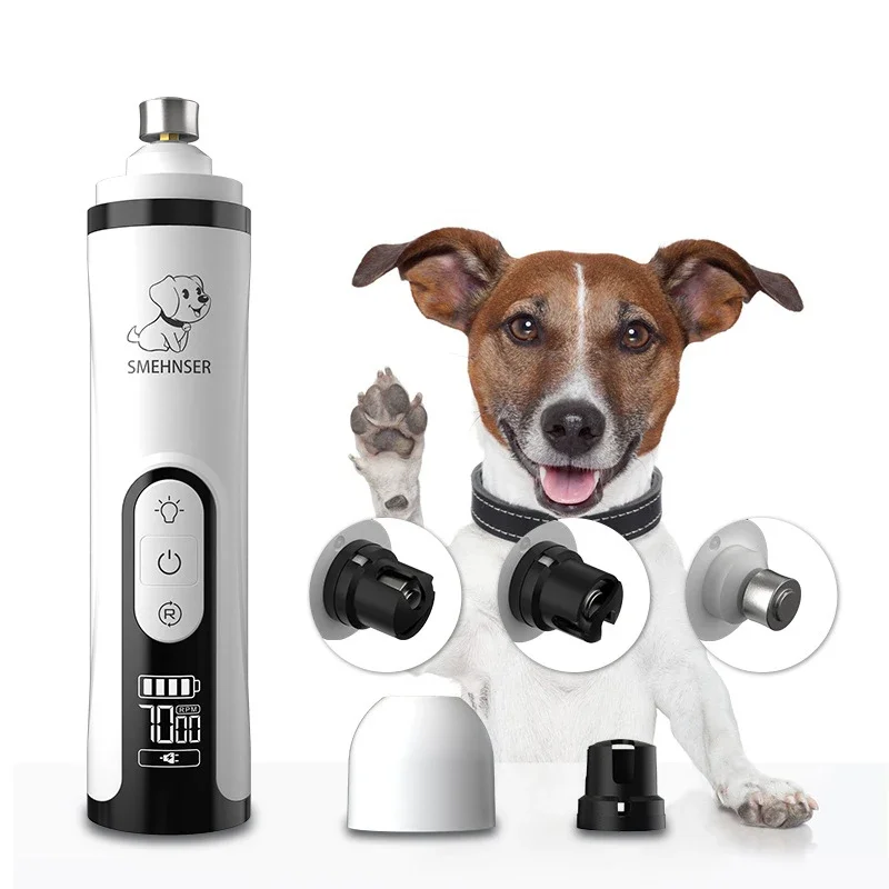 Electric Pet Nail Grinder LED Light Cat Dogs Nail Clippers USB Rechargeable Paws Cutter Grooming Trimmer Pet Supplies