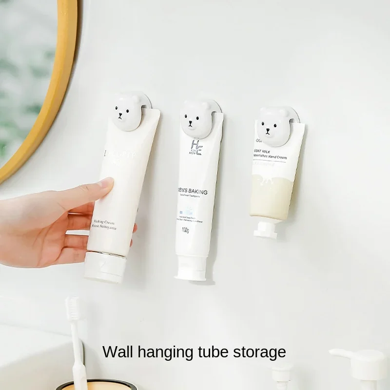 

Wall-mounted Toothpaste Clip Squeezer Cute Cartoon Facial Cleanser Multi-functional Storage Rack Home Bathroom Storage Shelf