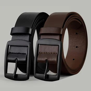 Ceinture de Luxe en Cuir PU pour Homme, Broche en Métal, Haute Qualité, Marque Célèbre de Styliste, Sangle de Taille pour Jeans, Grande Taille, Nouvelle Collection