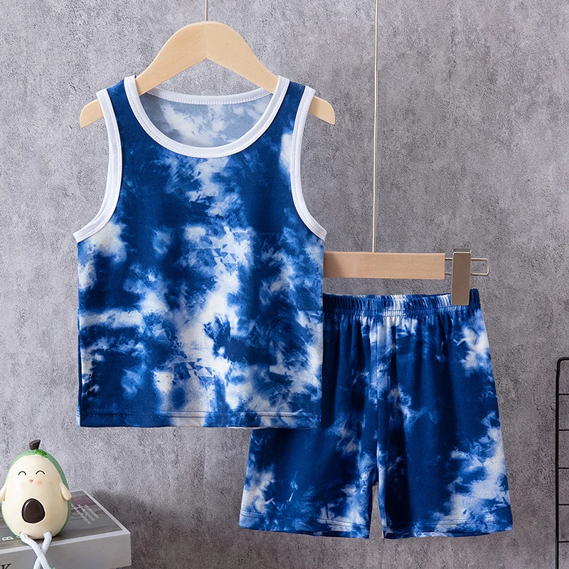 2-Piece Boy Summer Fun Printing Set Children's Casual Joker Camo Dinosaur Vest Girl Fashion Holiday Comfort Shorts T-shirt Set 6
