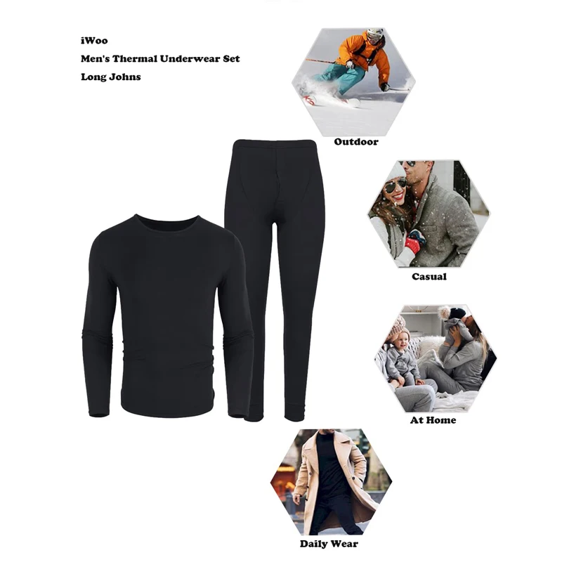 Men's Thermal Underwear Set Long Johns Ultra Soft Lightweight Thin Base Layer Tops & Bottoms Leggings Pants Winter Underwear Set