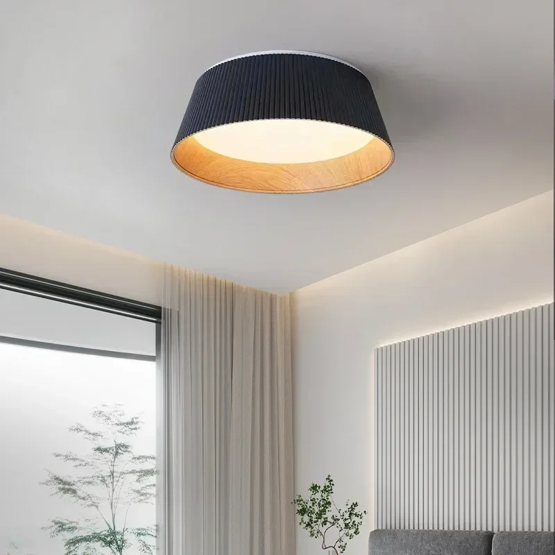 

Minimalism Designer Wood Grain Ceiling Lamp LED Dining Room Bedroom Kitchen Decoration Chandelier Black White Lighting Factory