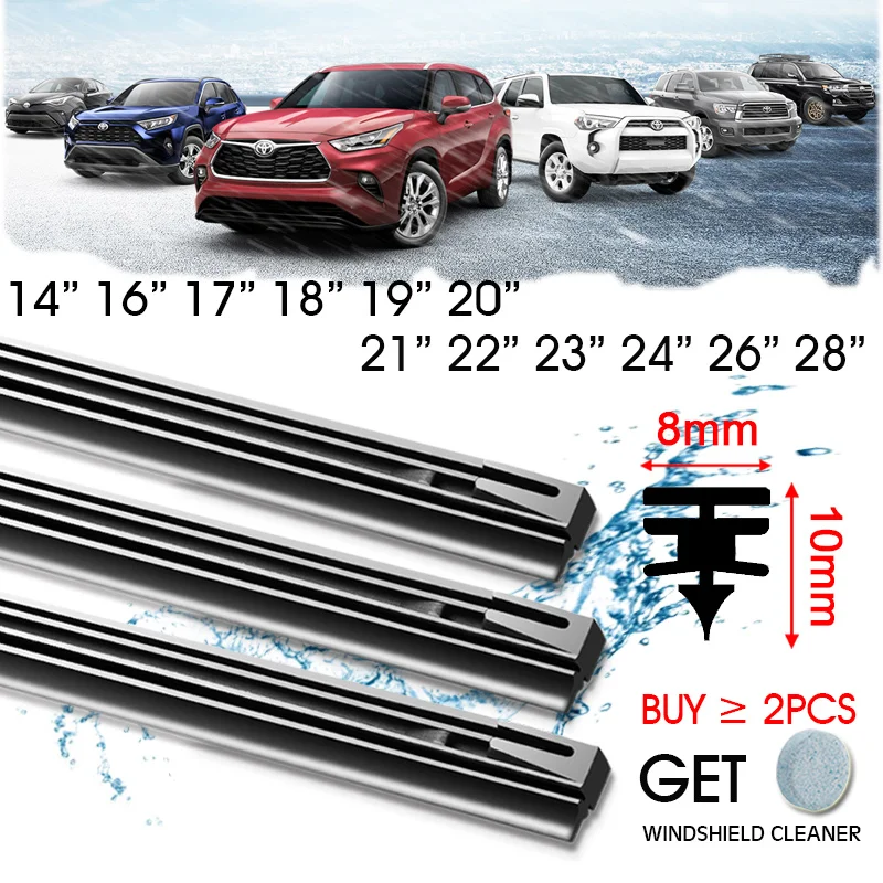 Car Wiper Blade Elastic band Windscreen Vehicle Insert Rubber Strip Refill 8mm 14''16''17''18''19''20''21''22''24''26''28'' Accessorie 1pcs