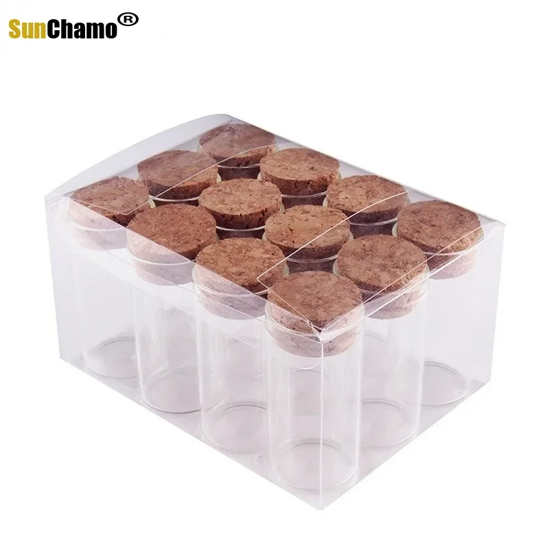 Glass Bottles Mini Glass Bottles 30x60mm Mini Glass Wishing Bottle With Cork Stoppers Clear Drifting Small Bottles For Home Decor Supplies 12pcs/set Decoration