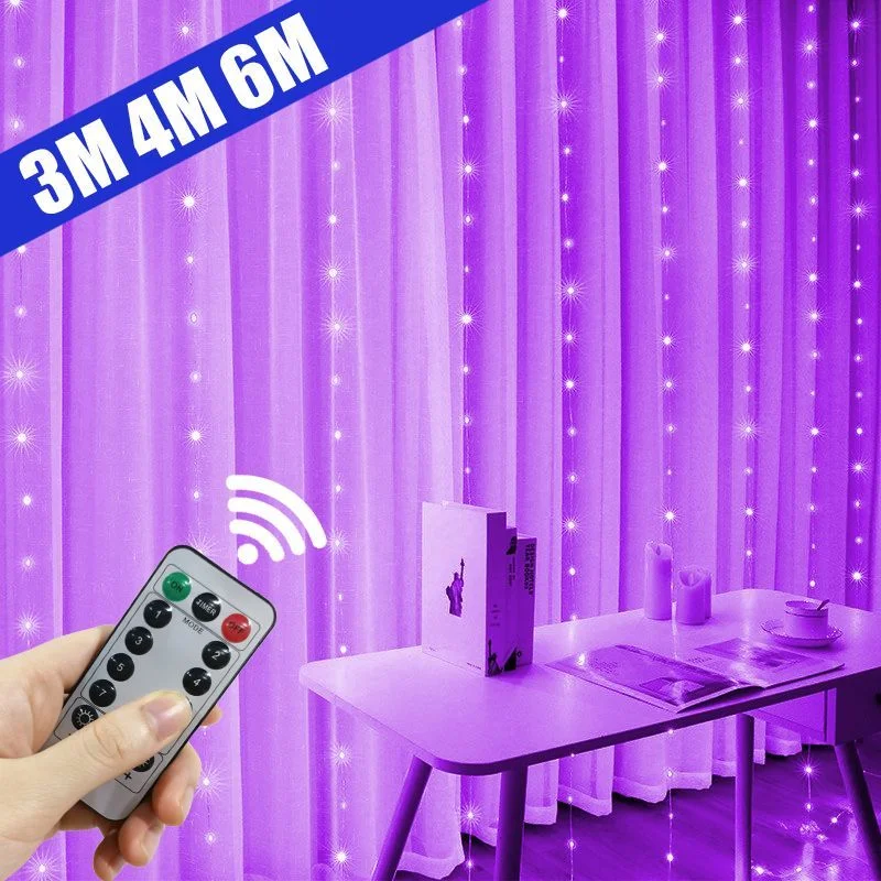 

Christmas Curtain Garland LED Lights String USB Remote Control Fairy Lights Wedding Holiday Decoration for Bedroom Home Outdoor