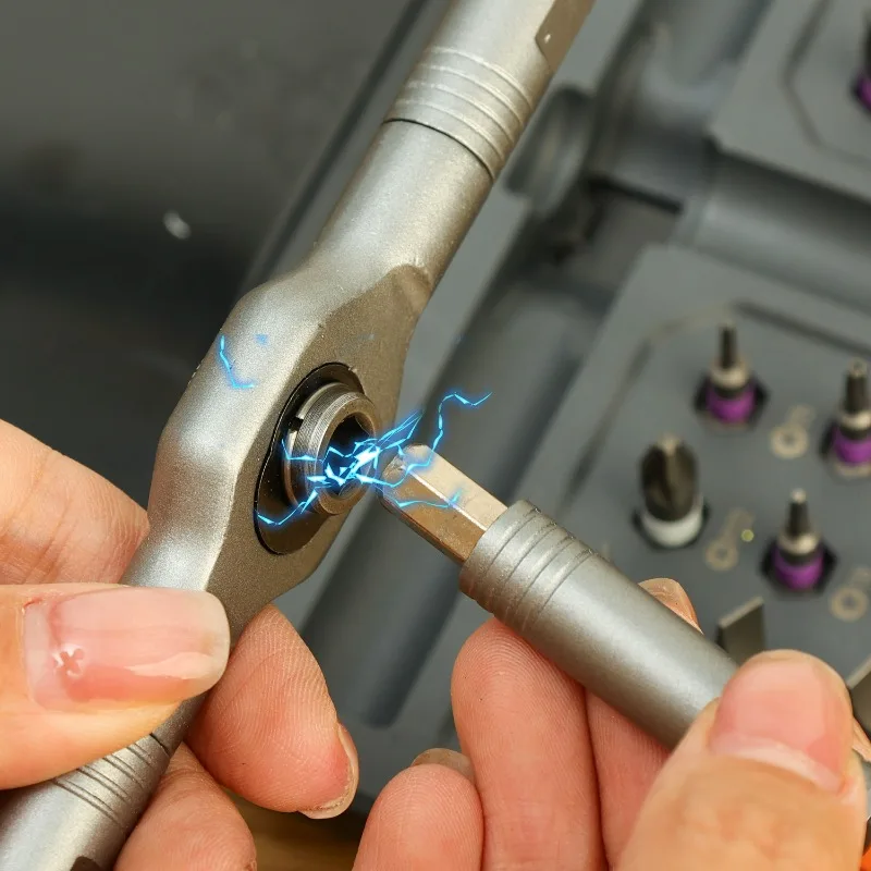 24-in-1 Multifunktionaler Schraubendreher-Satz mit Magnetbits, Ratschenschlüssel-Set mit Drehbarem Ratschengriff, Hardware-Handreparaturwerkzeug – Detail 5