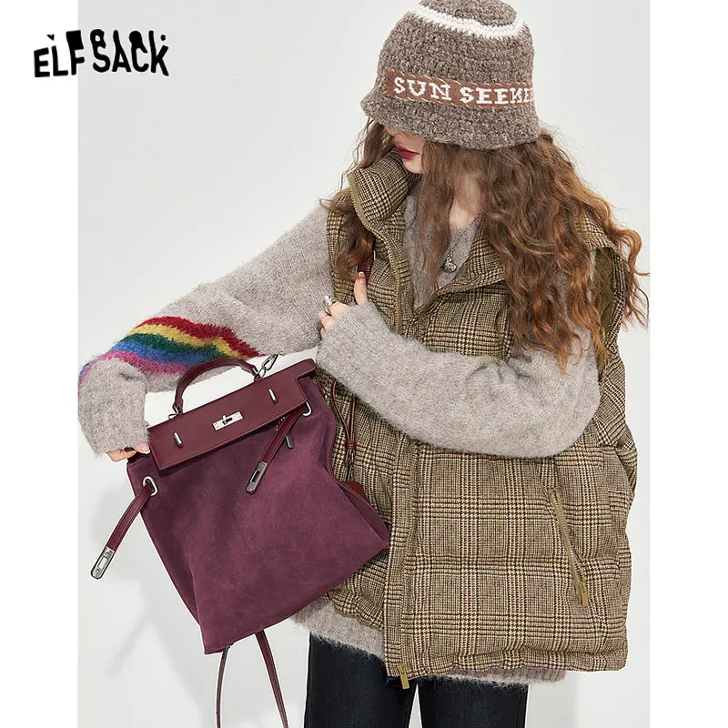 ELFSACK Down Vest Women 2023 Autumn/Winter New Dog Printing Loose Warm Outwears