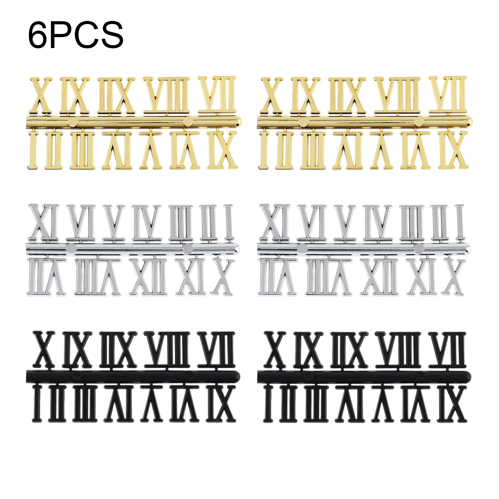 6pcs Roman Numerals of Different Colors DIY Digital Clock Numbers for Design Replacement Repairing Clock Numerals Kit Tools