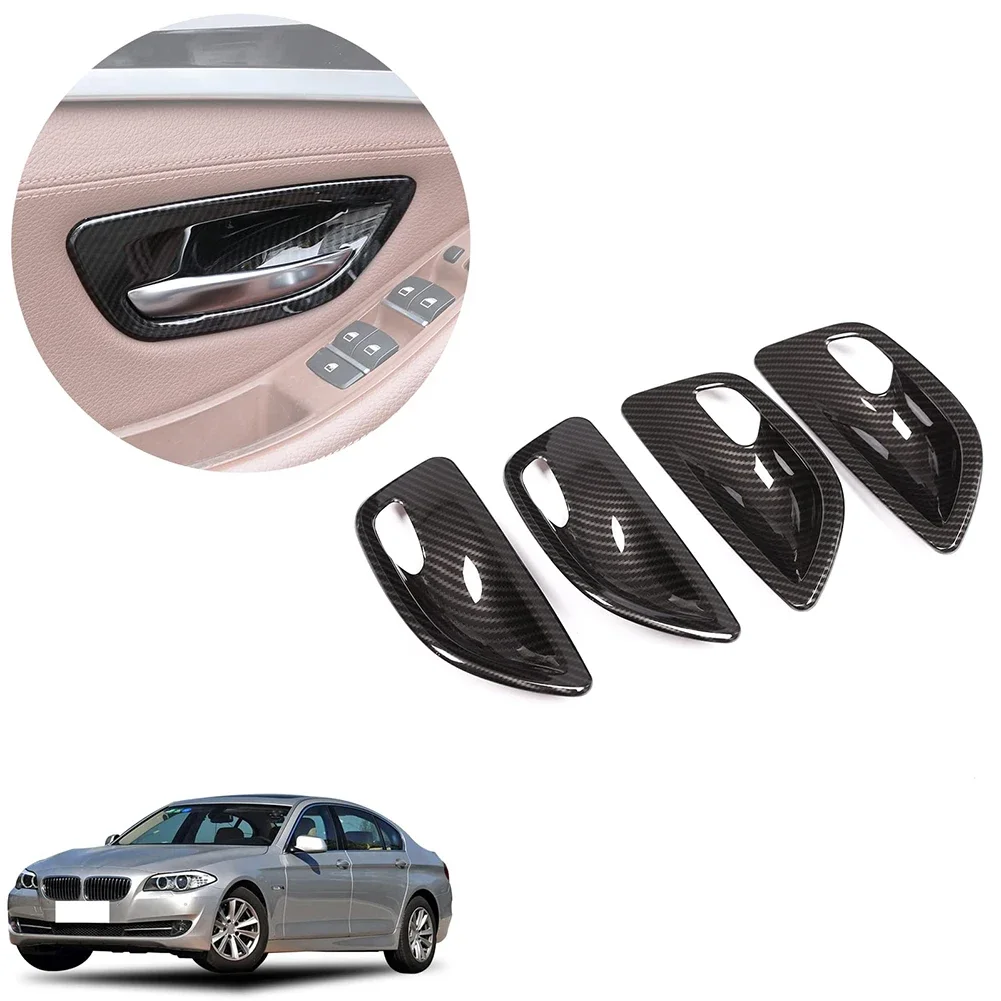 BMW F10 520 차량 도어 핸들 볼 커버 카본 파이버 도어 핸들 트림 자동차 실내 향상 카본 와이어 패턴 색상