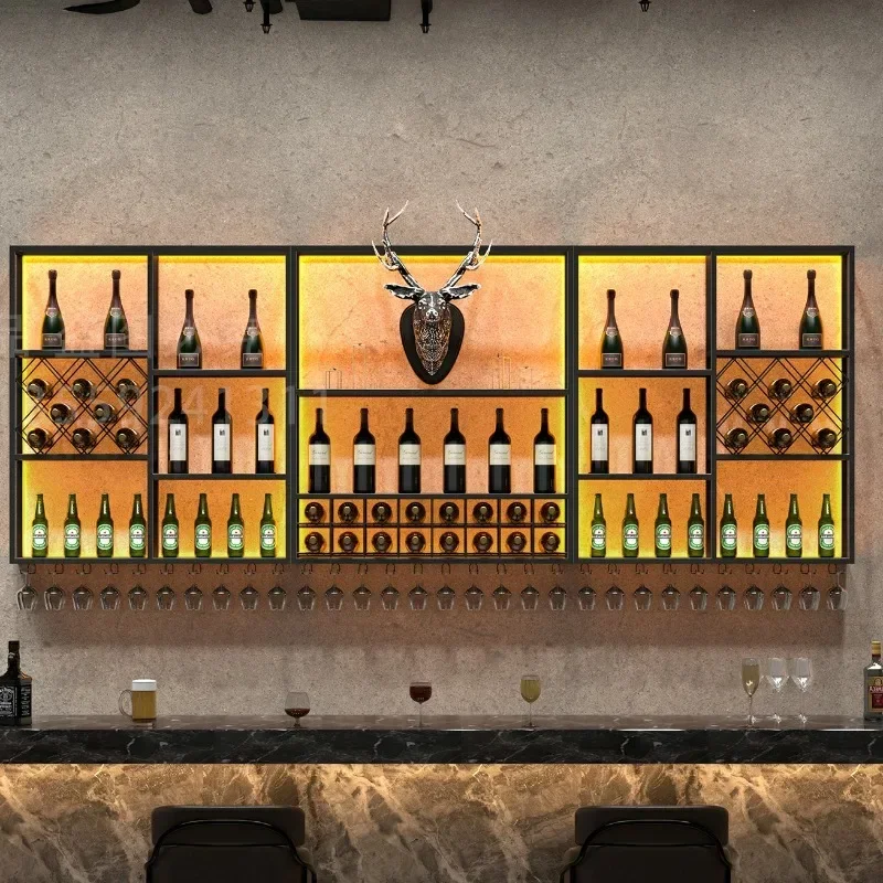 **Assemble Industrial Bar Bar Wine Glass Wall Stand Entrance Corner Cabinet Drink Showcase Furniture Mini Hall Gabinete Shelf Sh