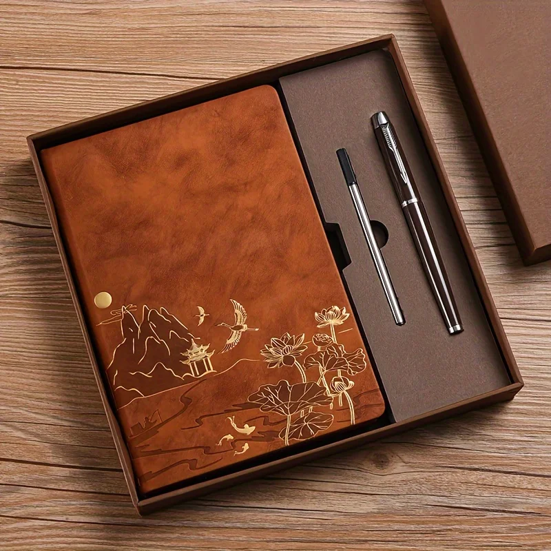 Luxurious A5 Color-Changing Notebook Gift Set with Skin-Feel PU Cover